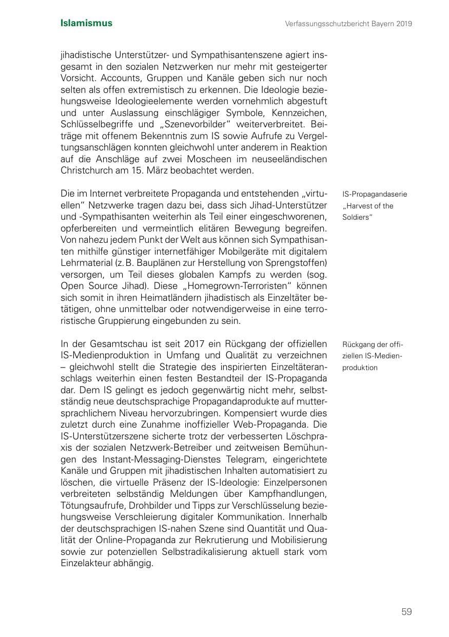 Seite 59 des Verfassungsschutzbericht 2019 Bayern