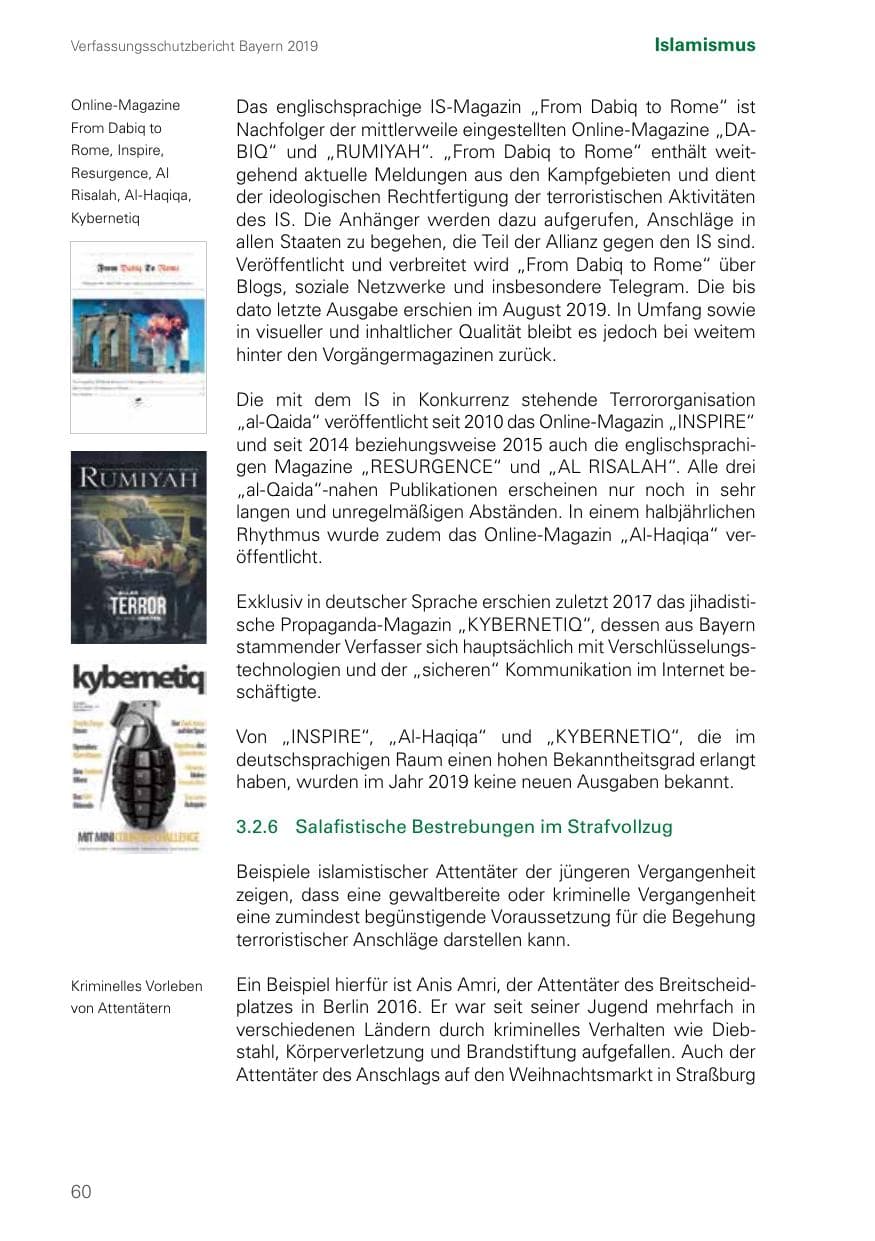 Seite 60 des Verfassungsschutzbericht 2019 Bayern