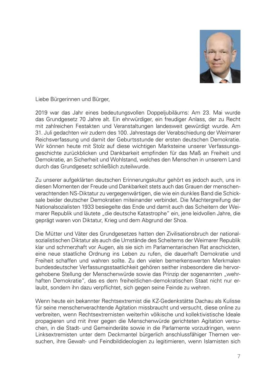 Seite 7 des Verfassungsschutzbericht 2019 Bayern
