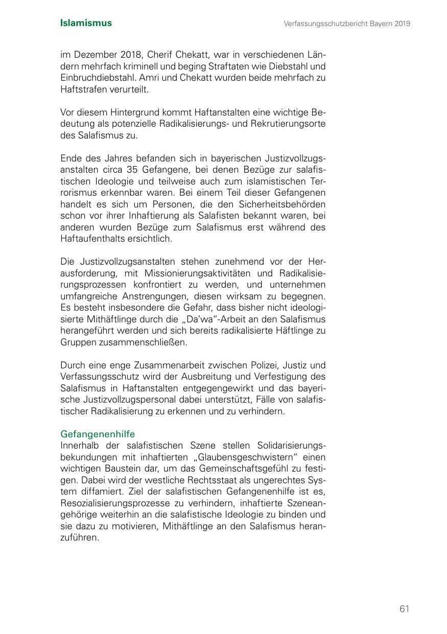 Seite 61 des Verfassungsschutzbericht 2019 Bayern