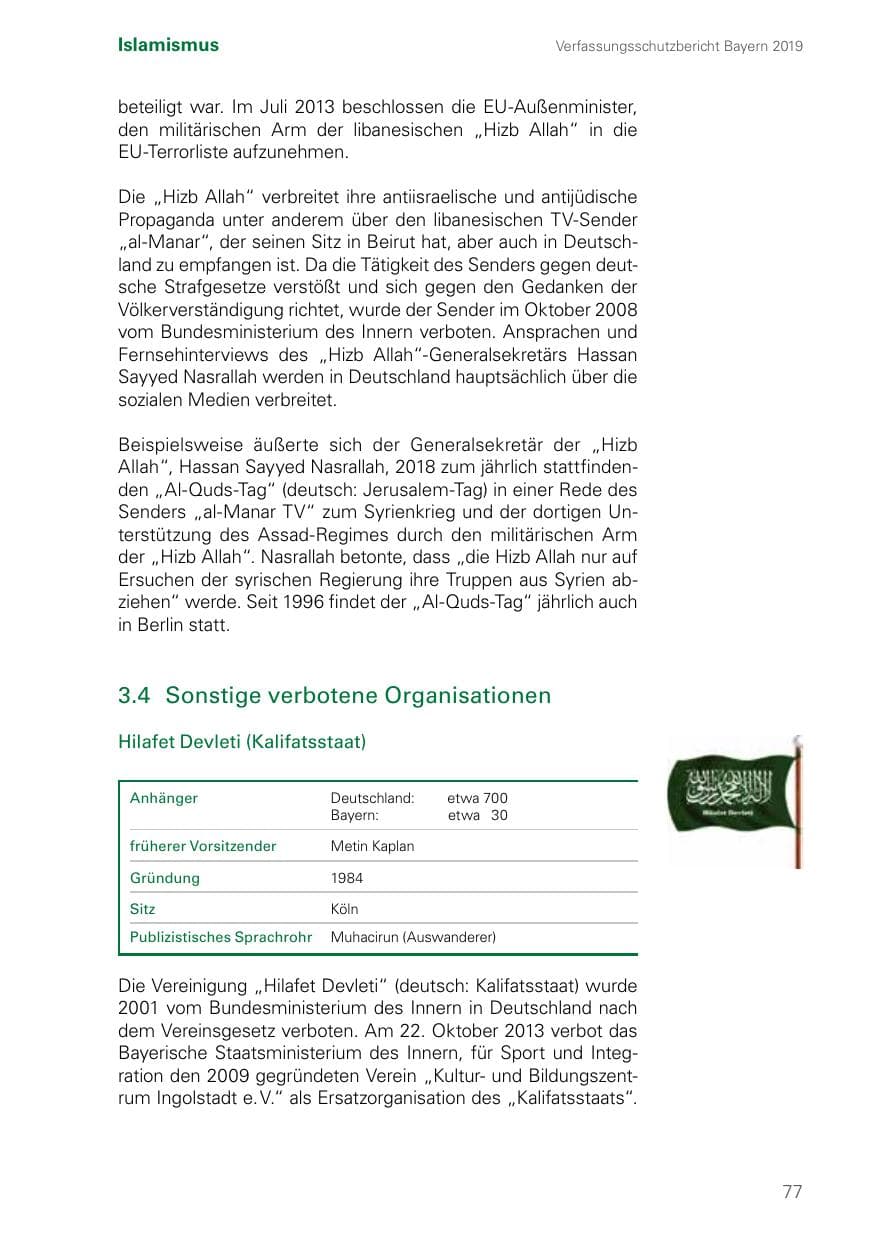 Seite 77 des Verfassungsschutzbericht 2019 Bayern