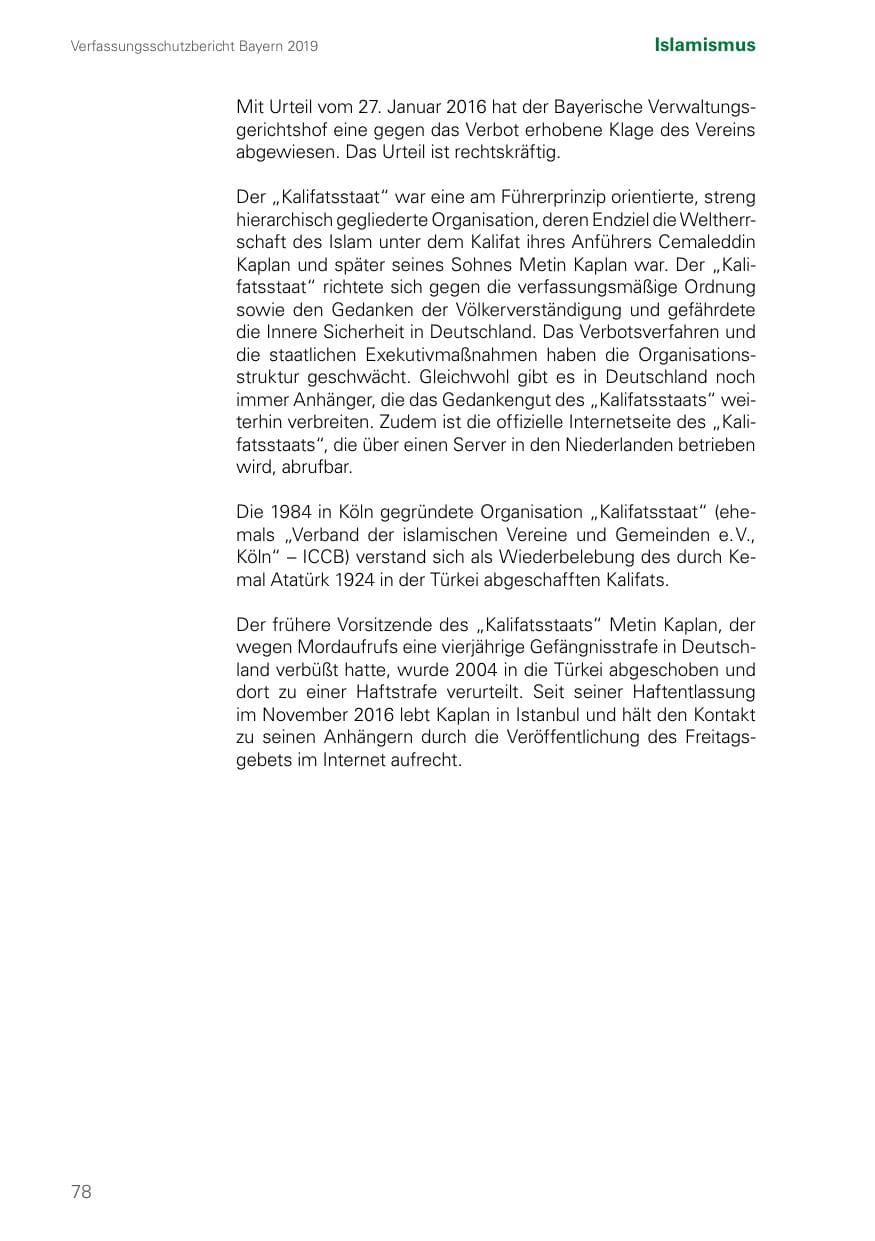 Seite 78 des Verfassungsschutzbericht 2019 Bayern