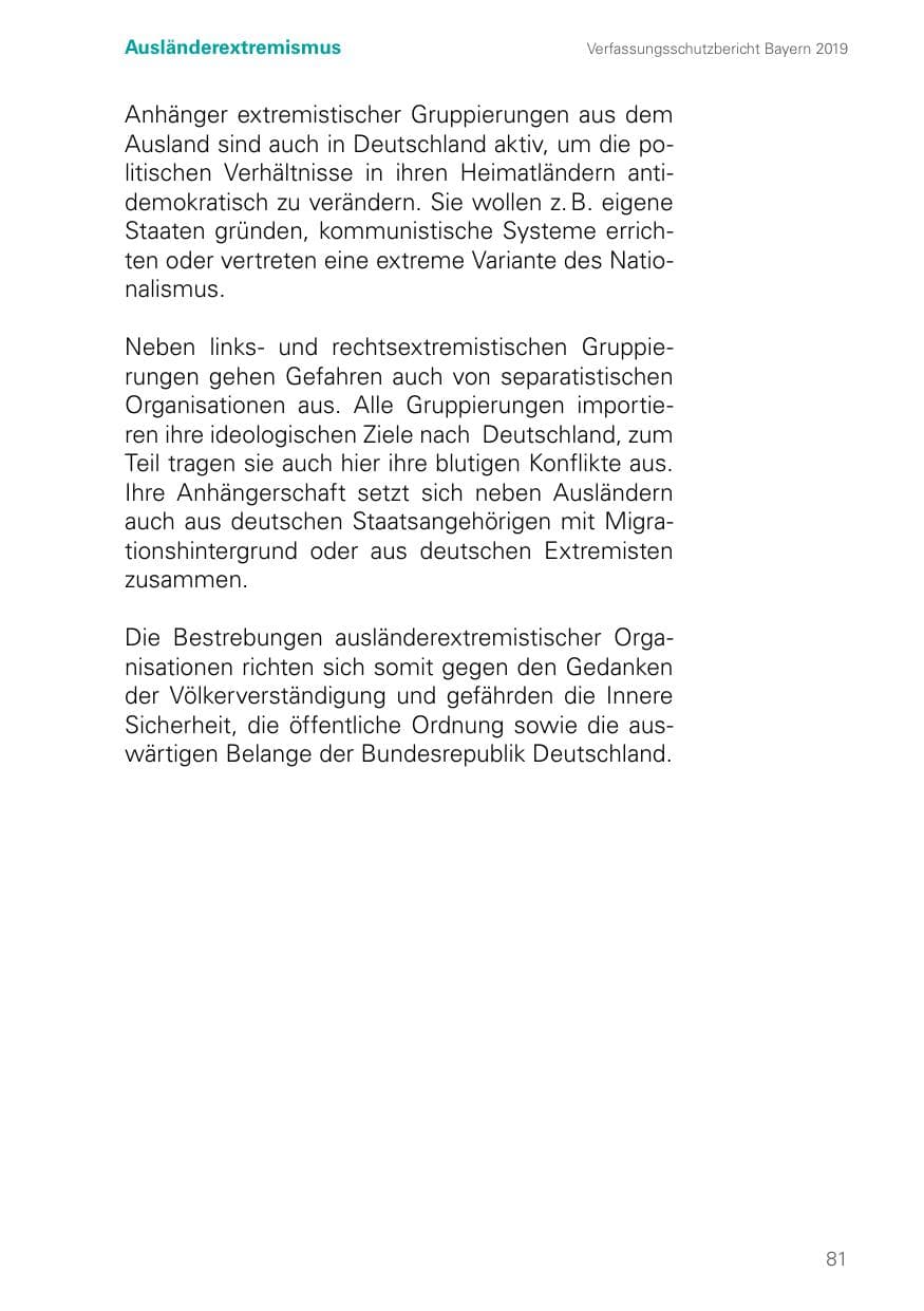 Seite 81 des Verfassungsschutzbericht 2019 Bayern