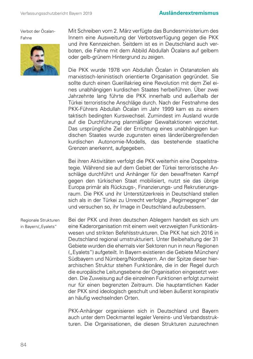 Seite 84 des Verfassungsschutzbericht 2019 Bayern