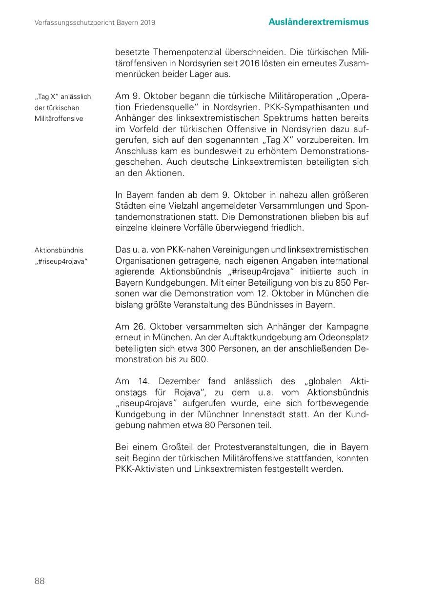Seite 88 des Verfassungsschutzbericht 2019 Bayern
