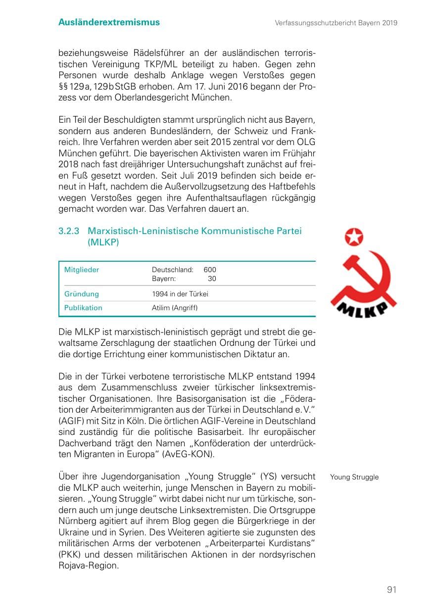 Seite 91 des Verfassungsschutzbericht 2019 Bayern