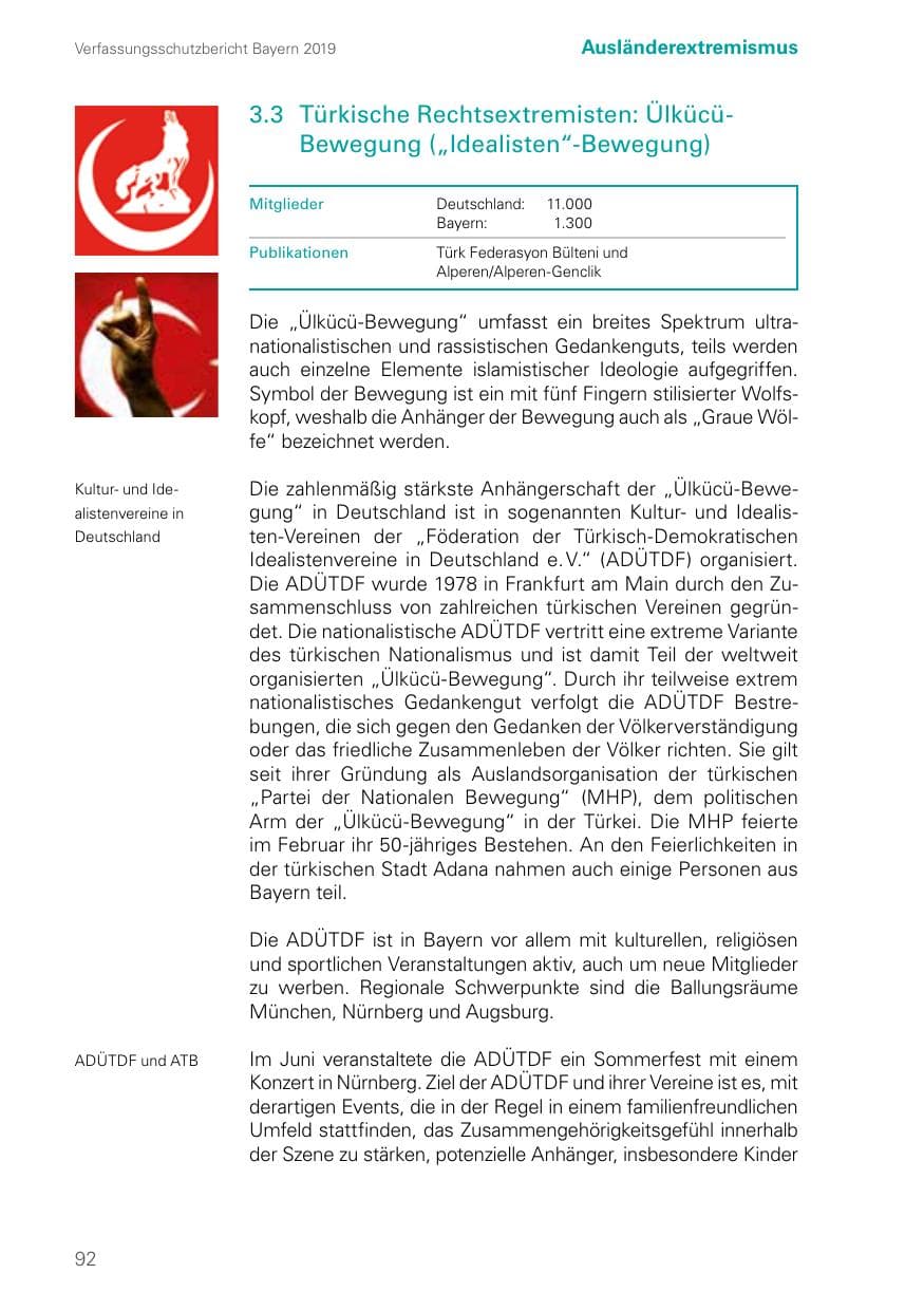 Seite 92 des Verfassungsschutzbericht 2019 Bayern