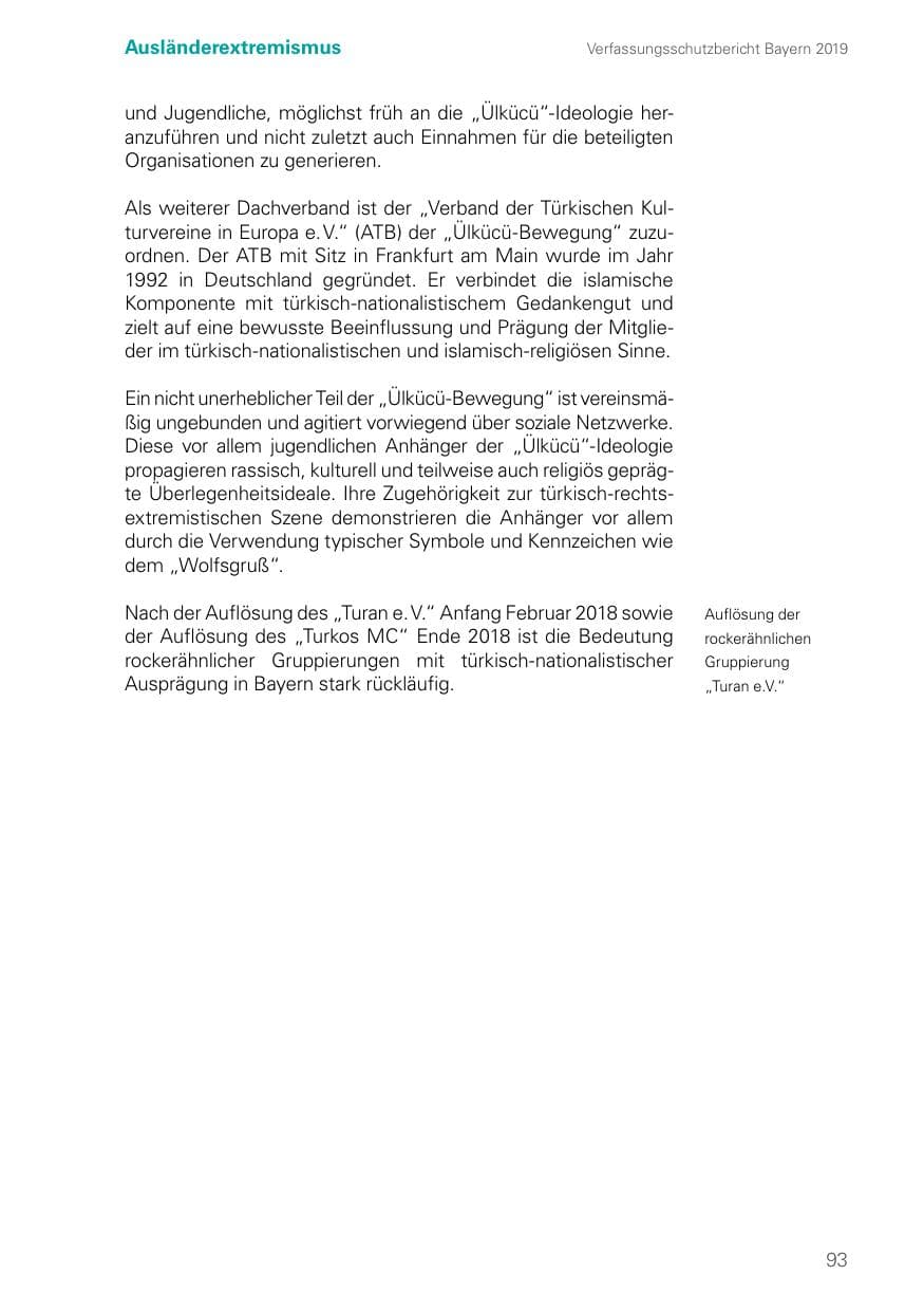 Seite 93 des Verfassungsschutzbericht 2019 Bayern