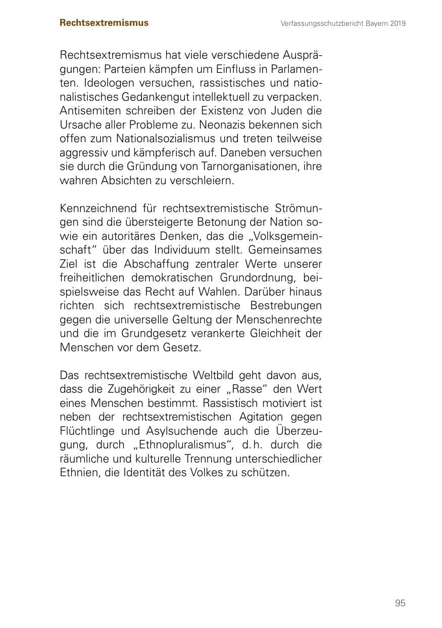 Seite 95 des Verfassungsschutzbericht 2019 Bayern