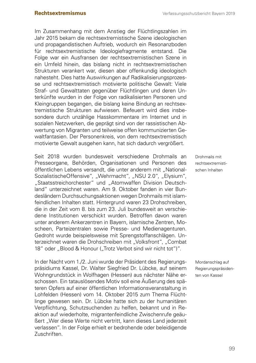 Seite 99 des Verfassungsschutzbericht 2019 Bayern