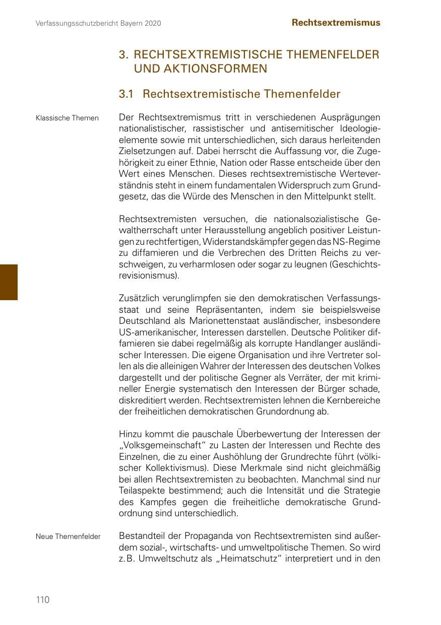 Seite 110 des Verfassungsschutzbericht 2020 Bayern