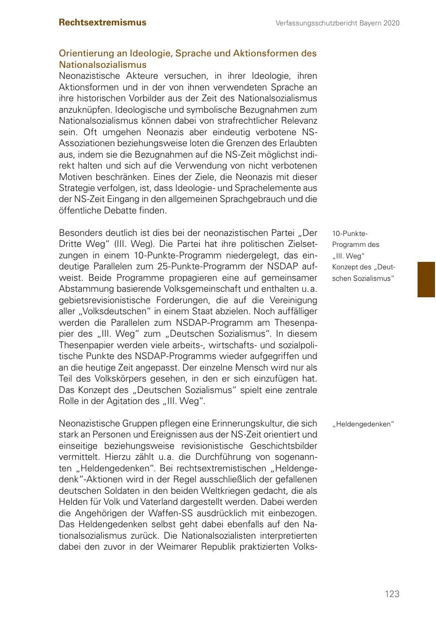 Seite 123 des Verfassungsschutzbericht 2020 Bayern
