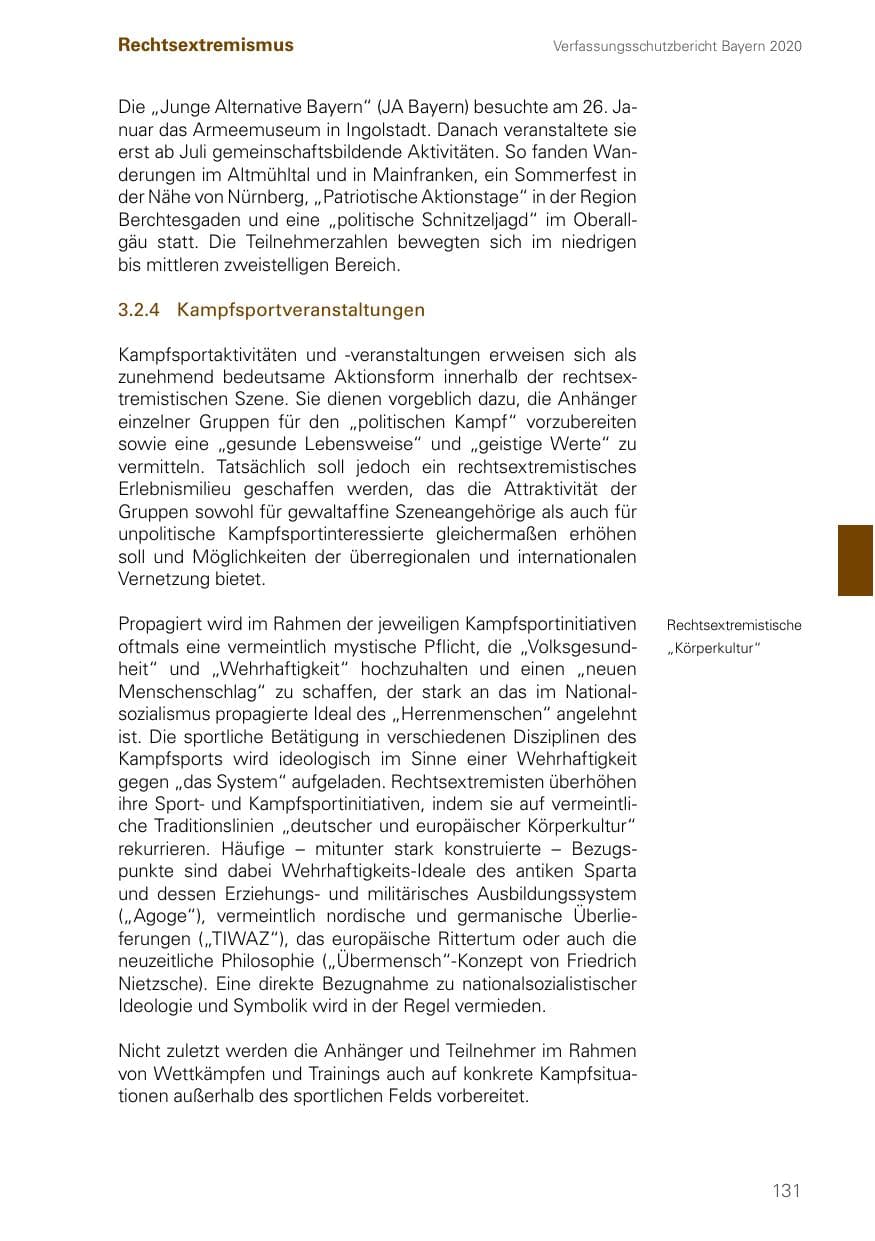 Seite 131 des Verfassungsschutzbericht 2020 Bayern