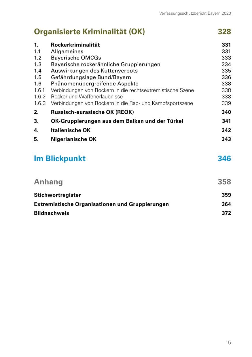 Seite 15 des Verfassungsschutzbericht 2020 Bayern