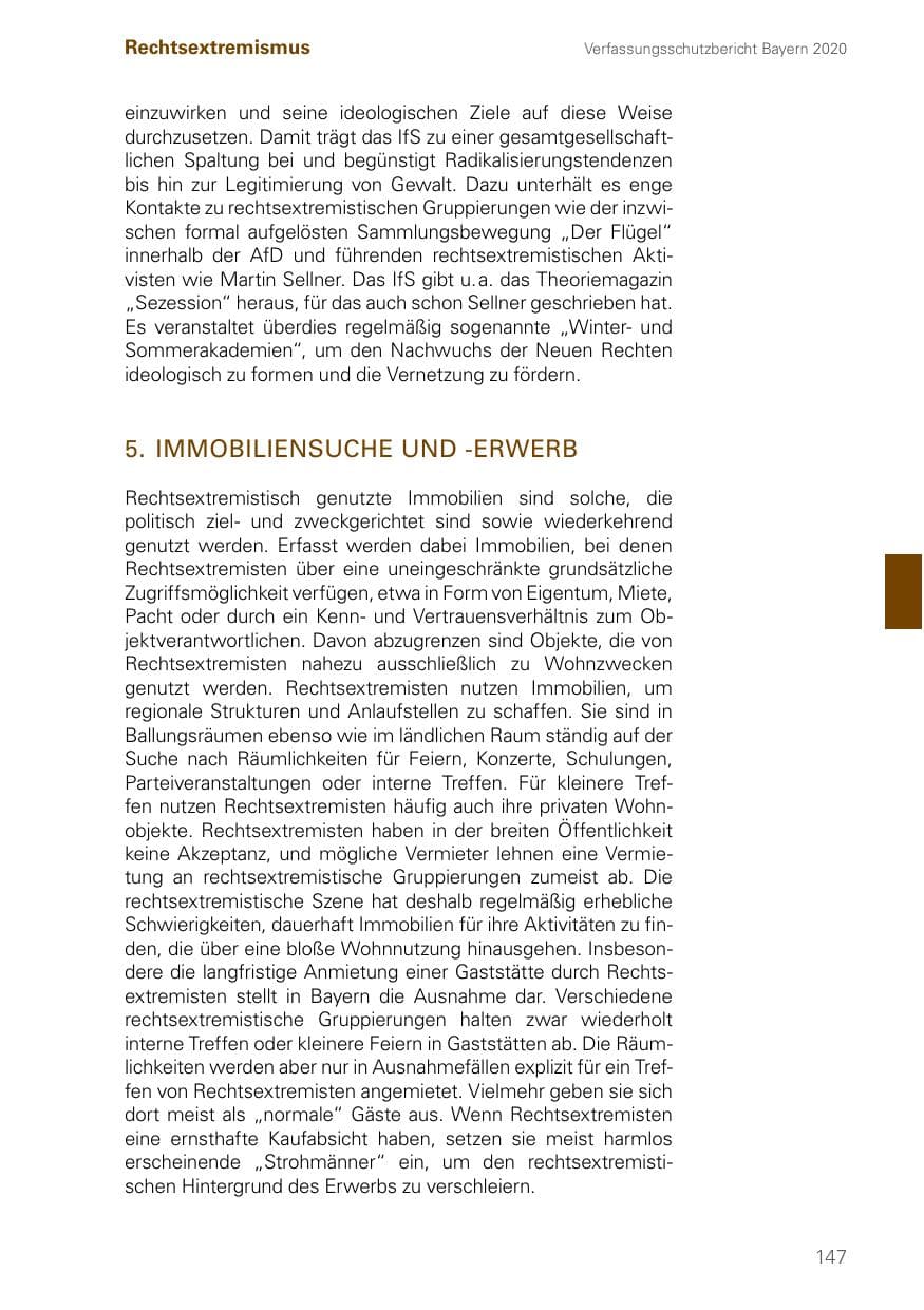 Seite 147 des Verfassungsschutzbericht 2020 Bayern