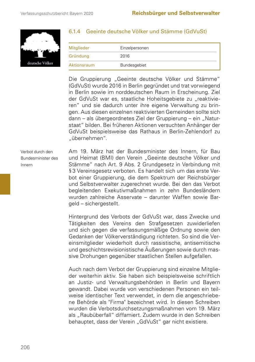 Seite 206 des Verfassungsschutzbericht 2020 Bayern