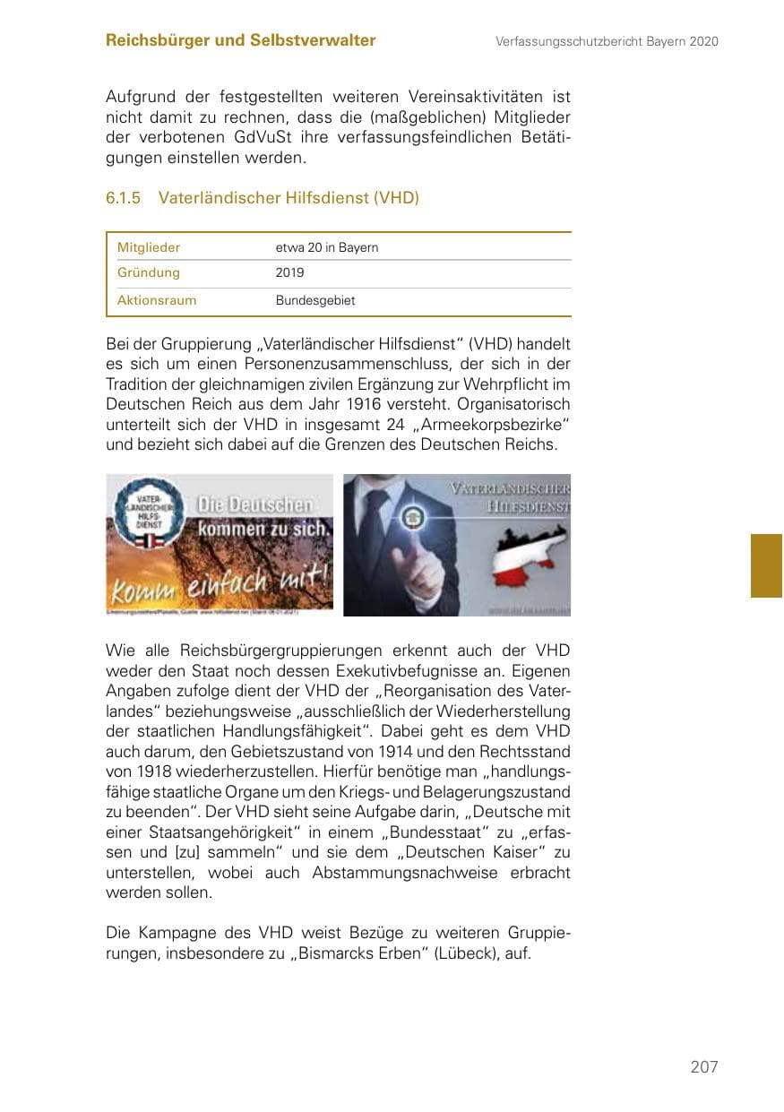 Seite 207 des Verfassungsschutzbericht 2020 Bayern