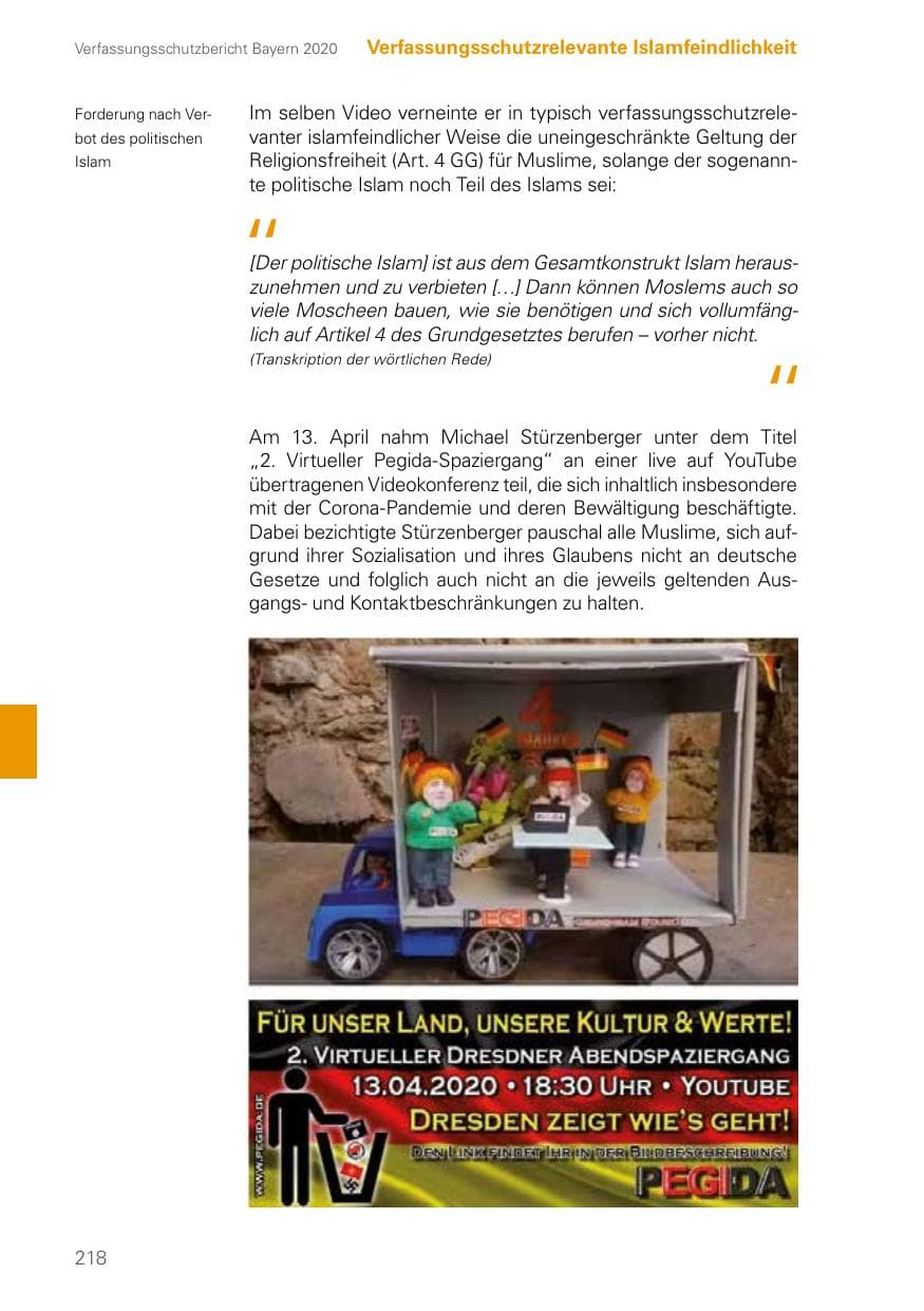 Seite 218 des Verfassungsschutzbericht 2020 Bayern