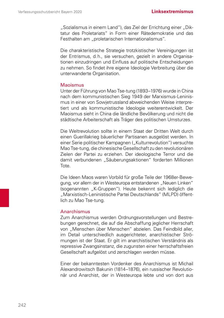 Seite 242 des Verfassungsschutzbericht 2020 Bayern