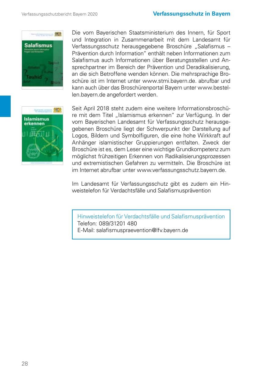 Seite 28 des Verfassungsschutzbericht 2020 Bayern