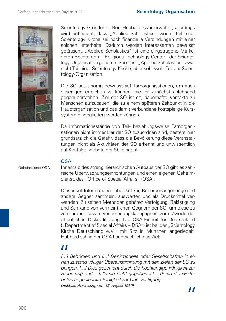 Seite 300 des Verfassungsschutzbericht 2020 Bayern