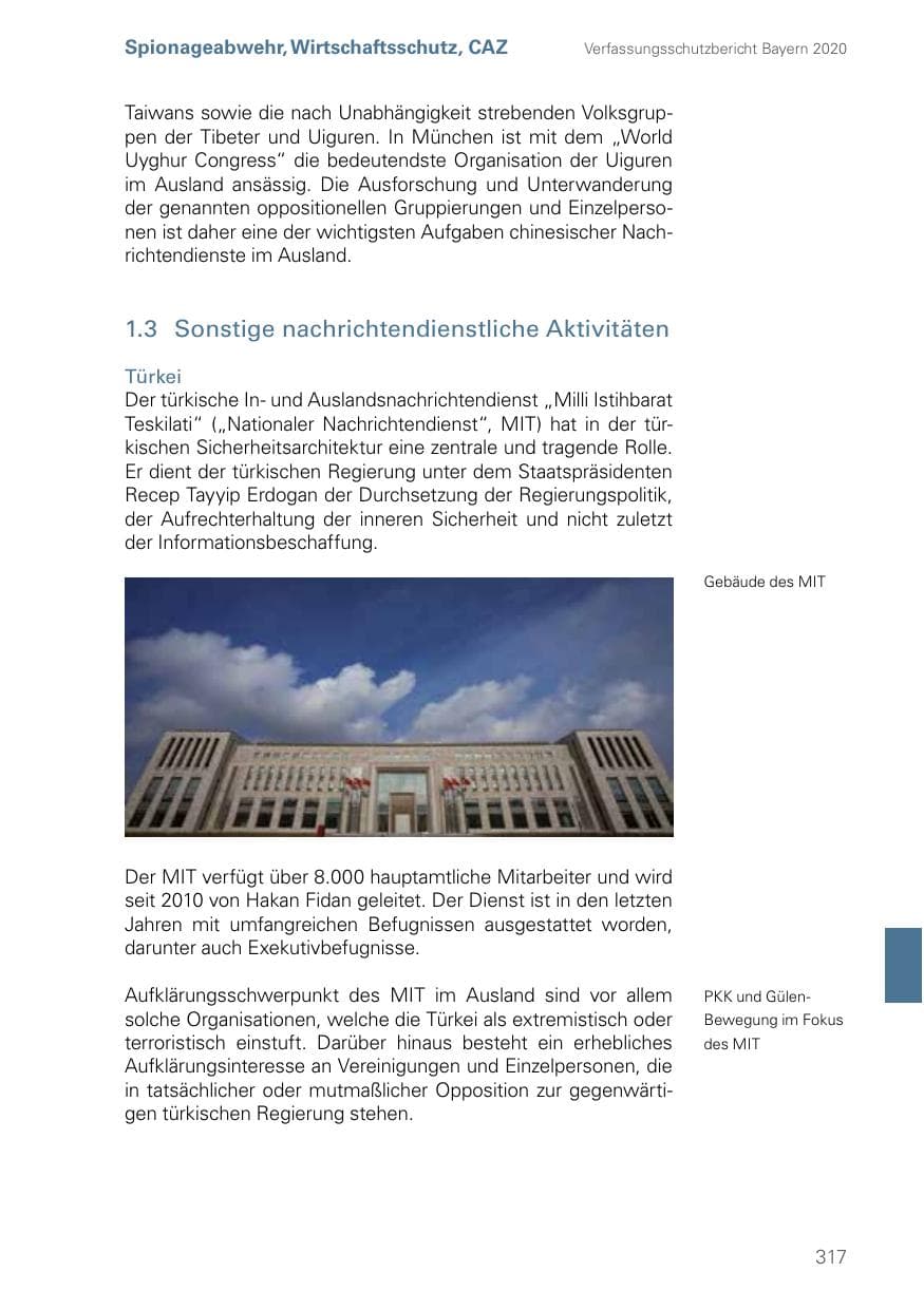 Seite 317 des Verfassungsschutzbericht 2020 Bayern