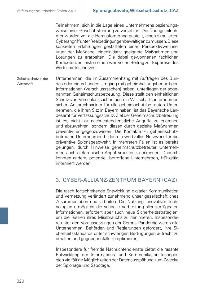 Seite 320 des Verfassungsschutzbericht 2020 Bayern