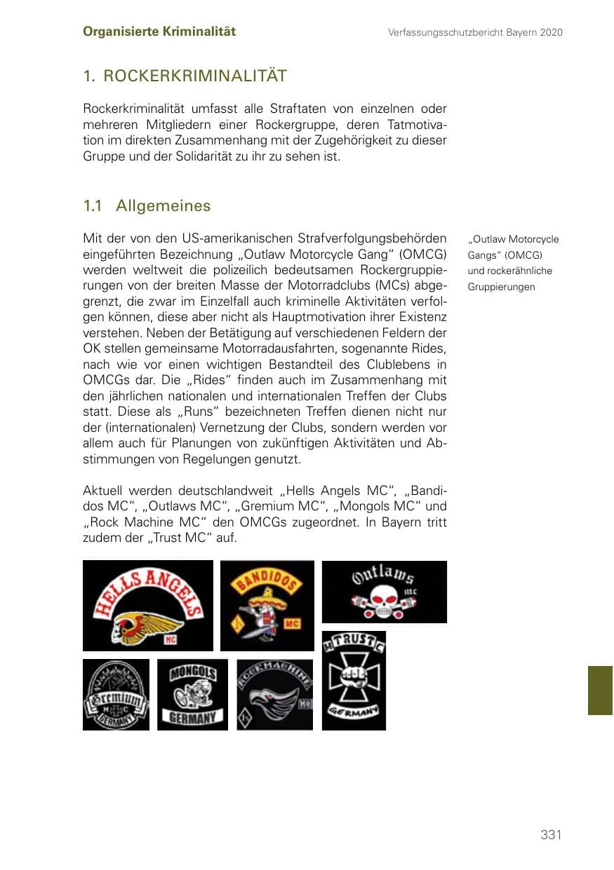 Seite 331 des Verfassungsschutzbericht 2020 Bayern