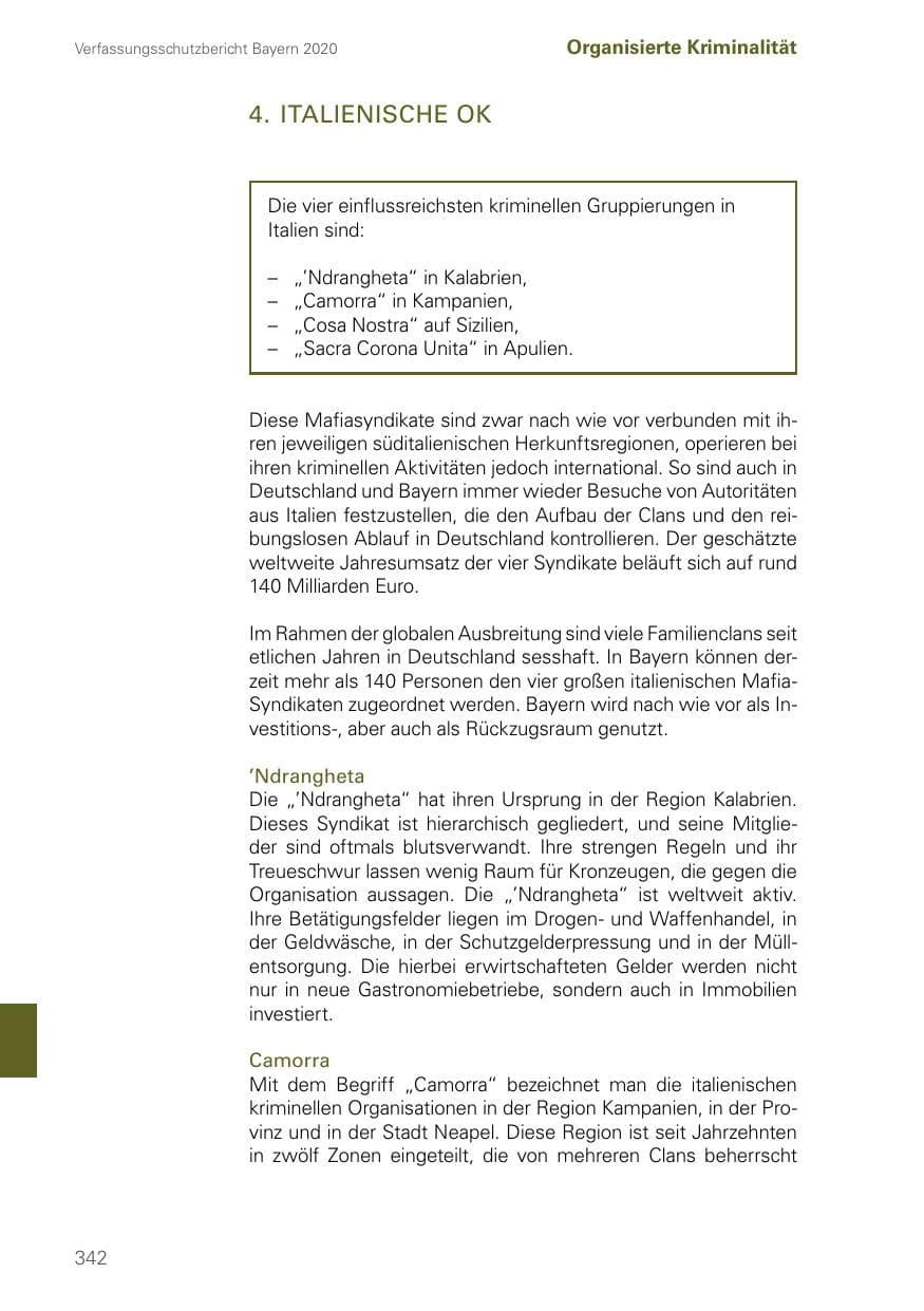 Seite 342 des Verfassungsschutzbericht 2020 Bayern
