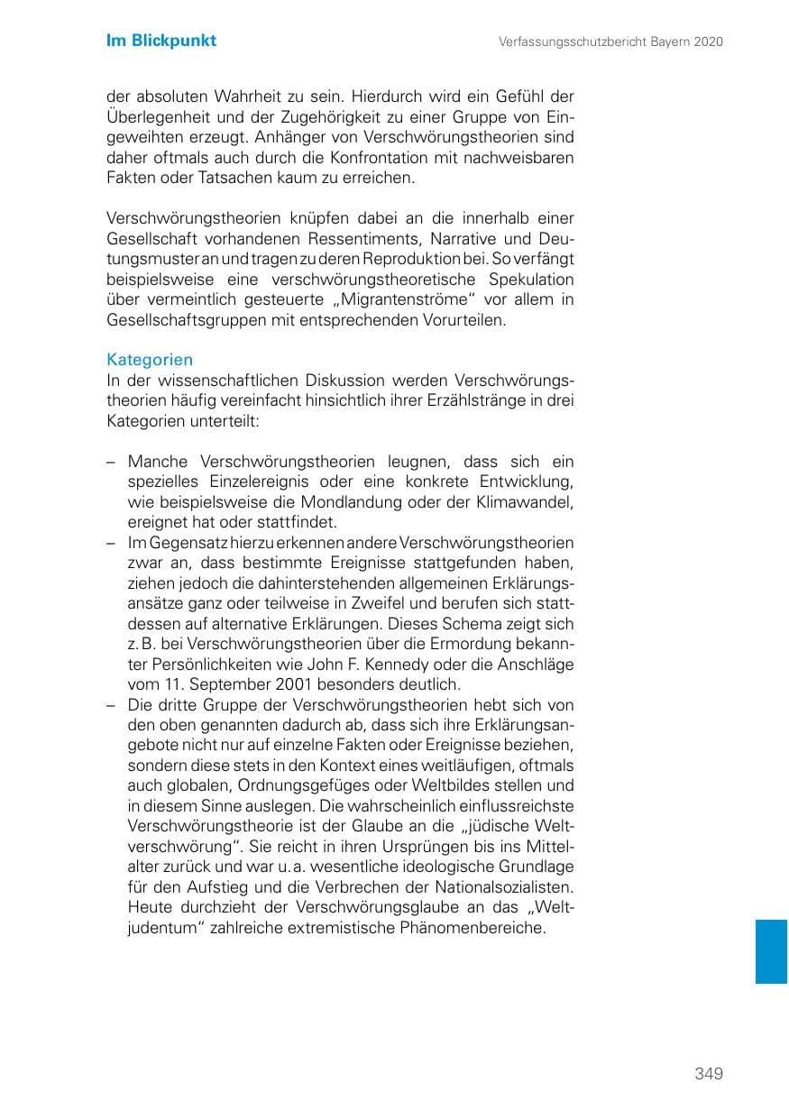 Seite 349 des Verfassungsschutzbericht 2020 Bayern