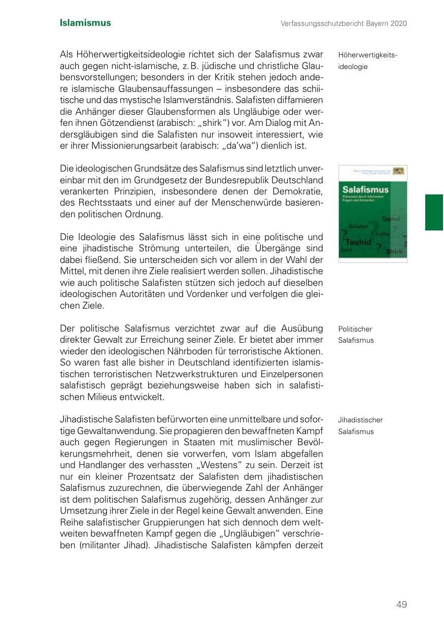 Seite 49 des Verfassungsschutzbericht 2020 Bayern