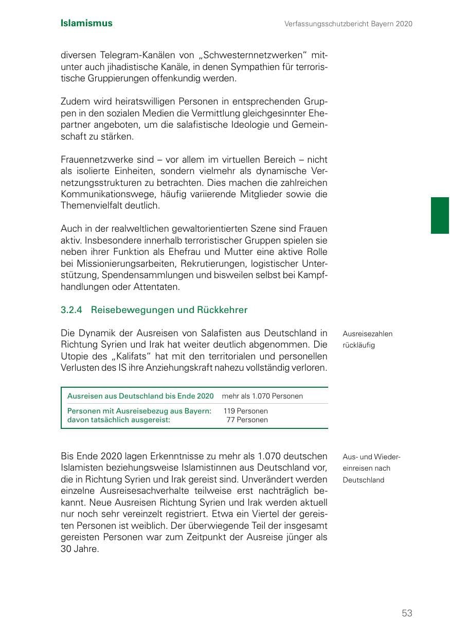 Seite 53 des Verfassungsschutzbericht 2020 Bayern
