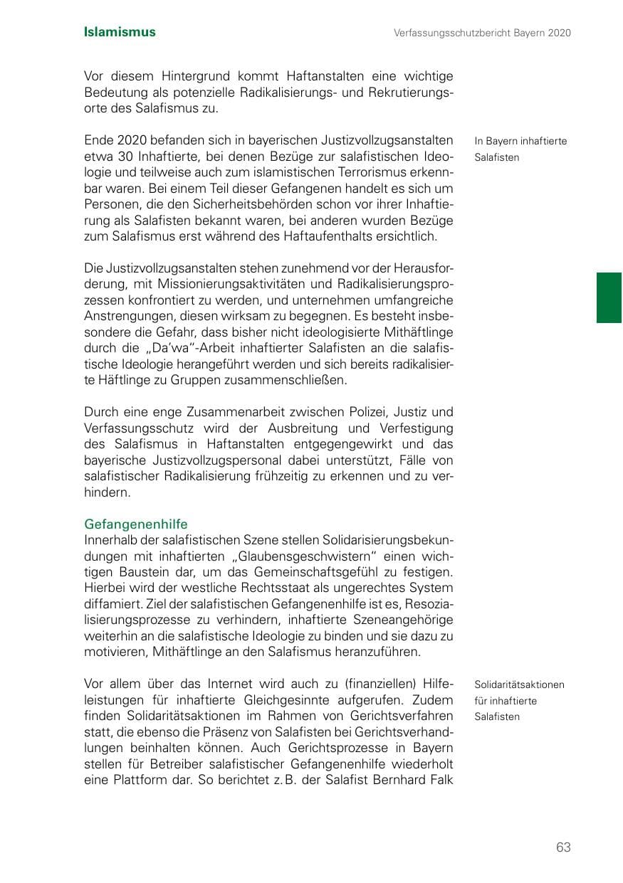 Seite 63 des Verfassungsschutzbericht 2020 Bayern