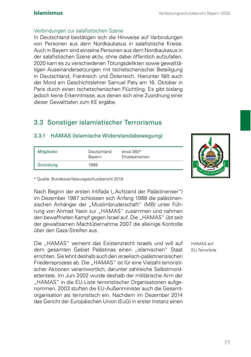 Seite 77 des Verfassungsschutzbericht 2020 Bayern
