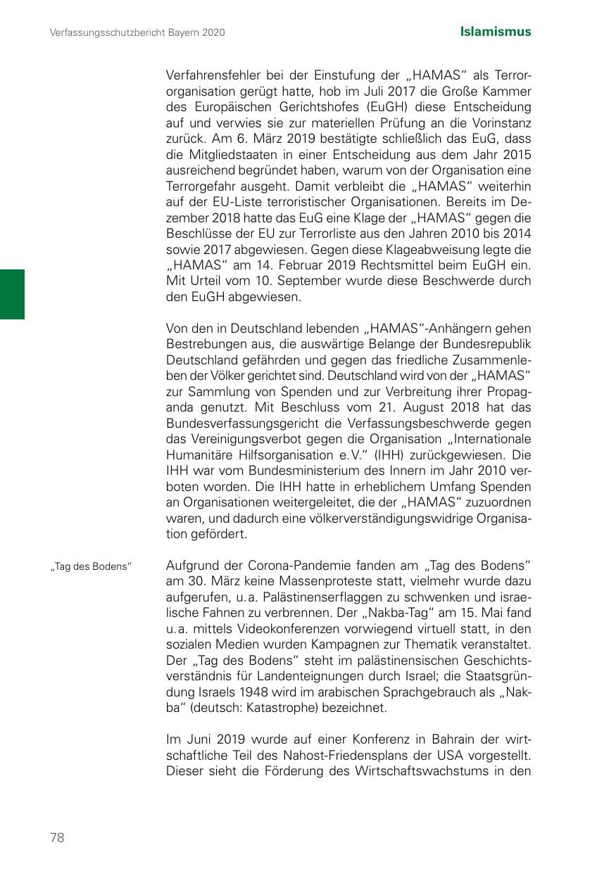 Seite 78 des Verfassungsschutzbericht 2020 Bayern