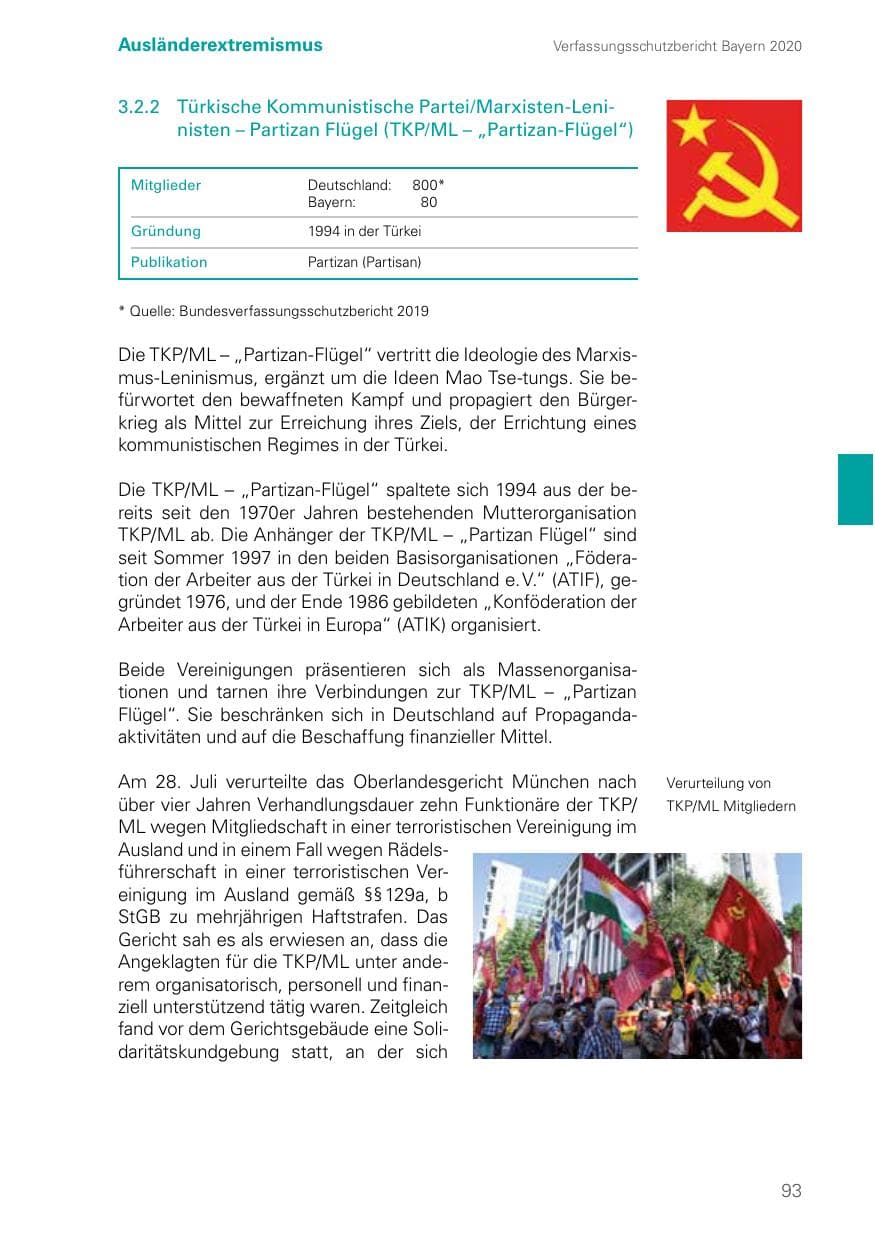 Seite 93 des Verfassungsschutzbericht 2020 Bayern