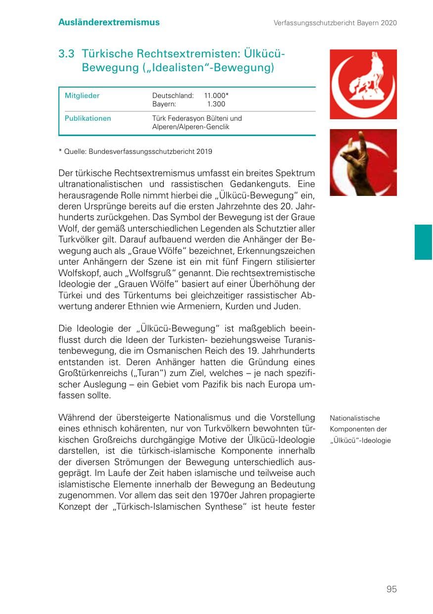 Seite 95 des Verfassungsschutzbericht 2020 Bayern