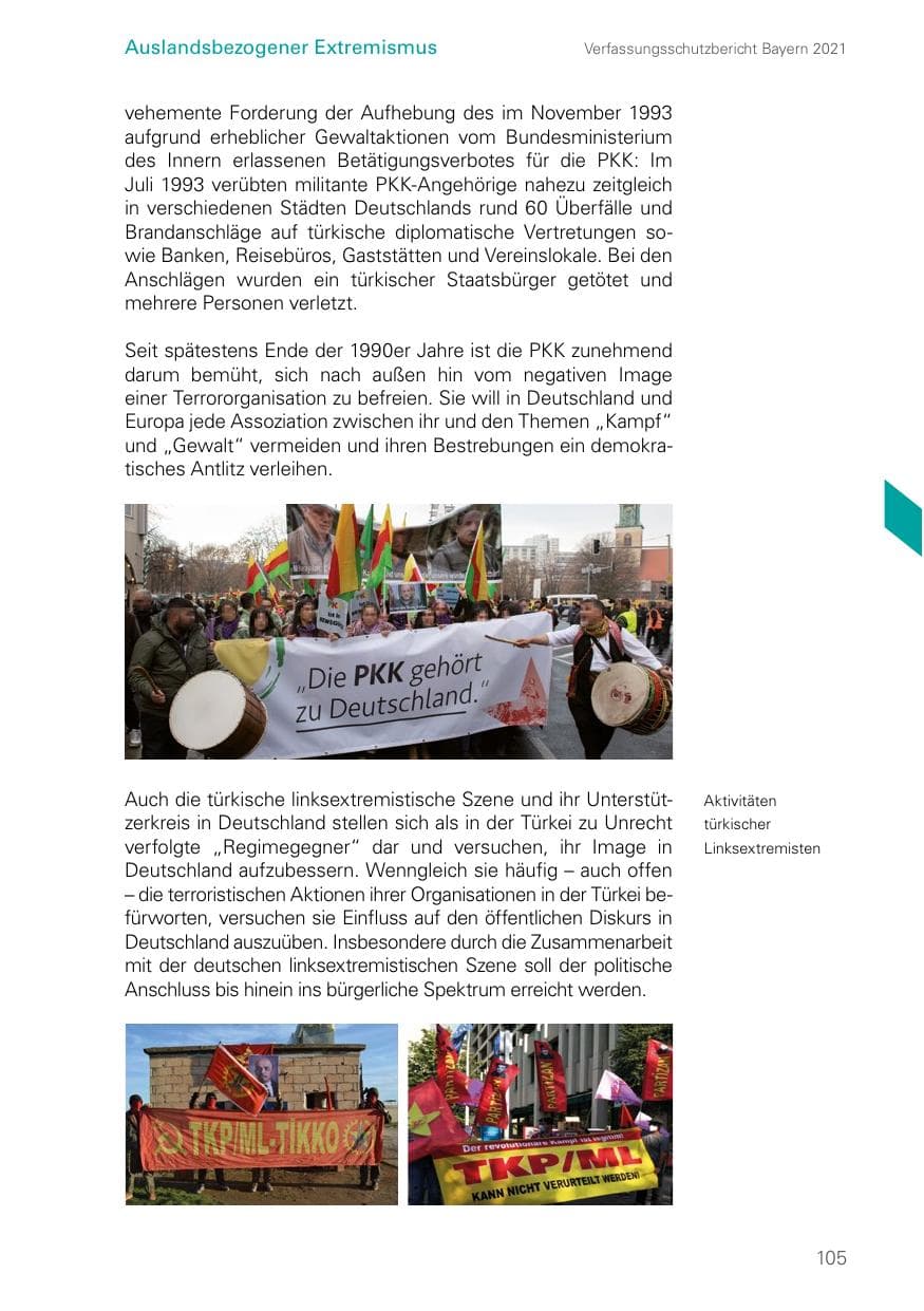 Seite 105 des Verfassungsschutzbericht 2021 Bayern