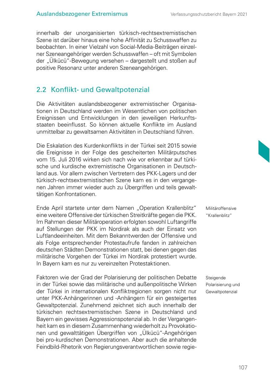 Seite 107 des Verfassungsschutzbericht 2021 Bayern