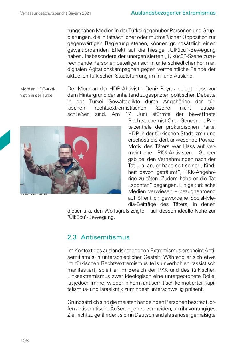 Seite 108 des Verfassungsschutzbericht 2021 Bayern
