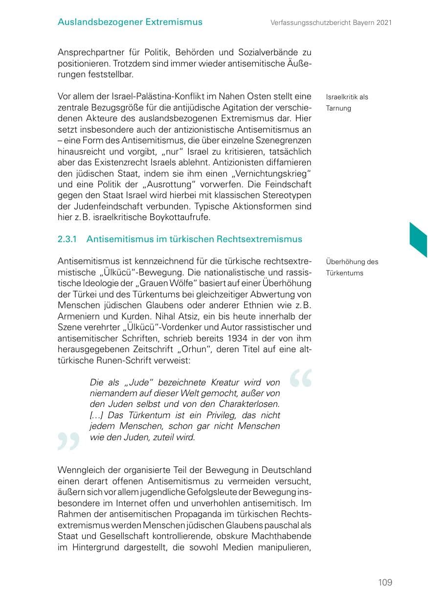 Seite 109 des Verfassungsschutzbericht 2021 Bayern