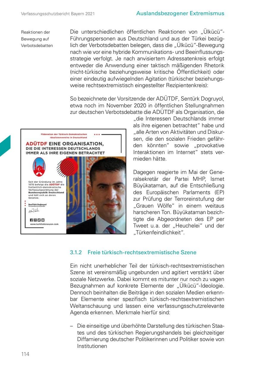 Seite 114 des Verfassungsschutzbericht 2021 Bayern
