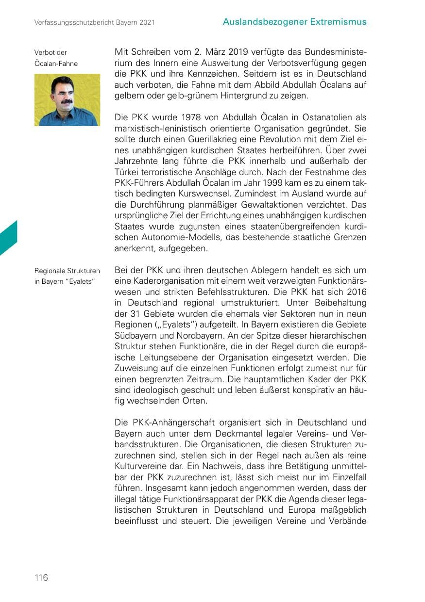 Seite 116 des Verfassungsschutzbericht 2021 Bayern