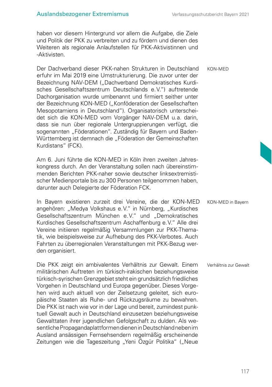 Seite 117 des Verfassungsschutzbericht 2021 Bayern