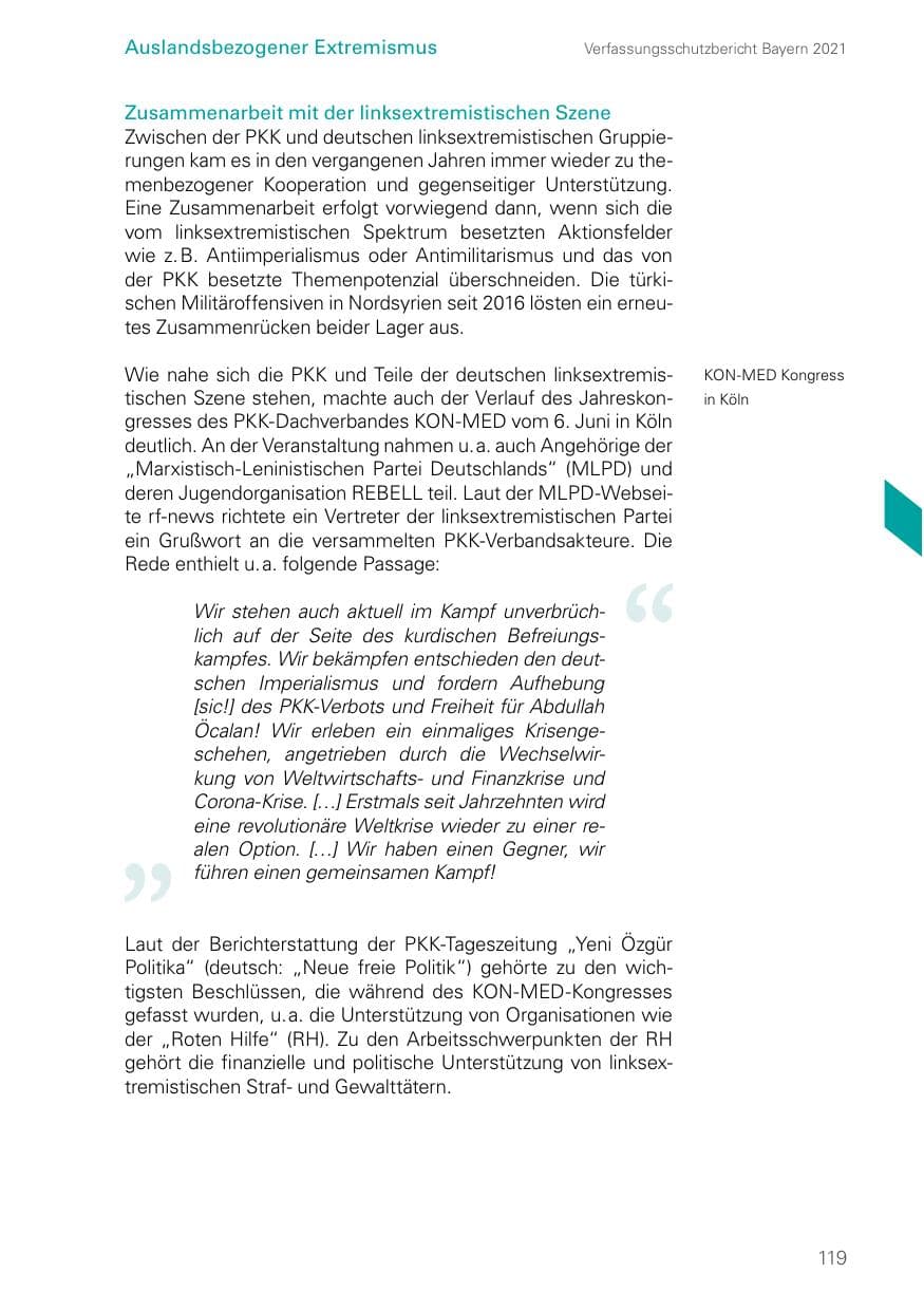 Seite 119 des Verfassungsschutzbericht 2021 Bayern