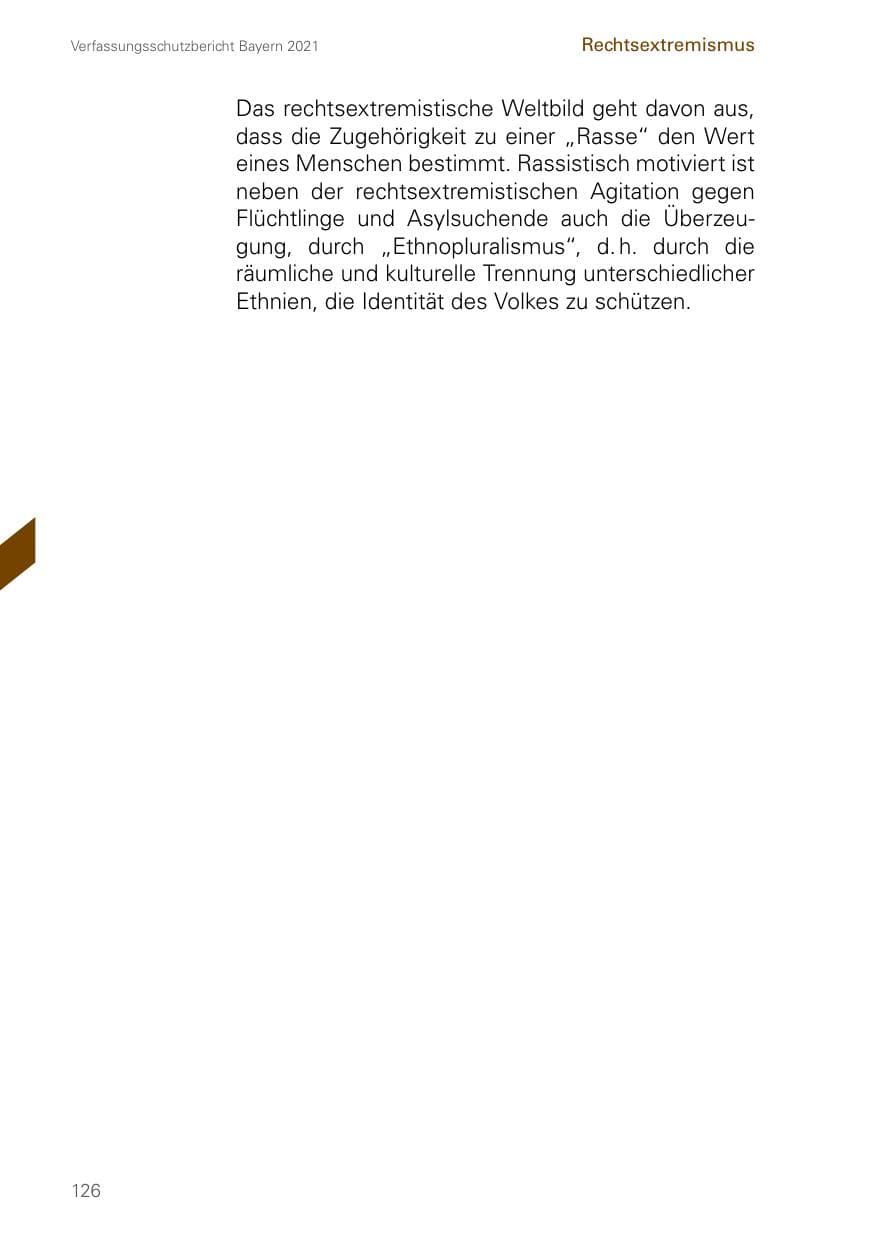 Seite 126 des Verfassungsschutzbericht 2021 Bayern