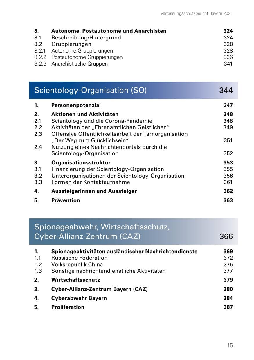 Seite 15 des Verfassungsschutzbericht 2021 Bayern