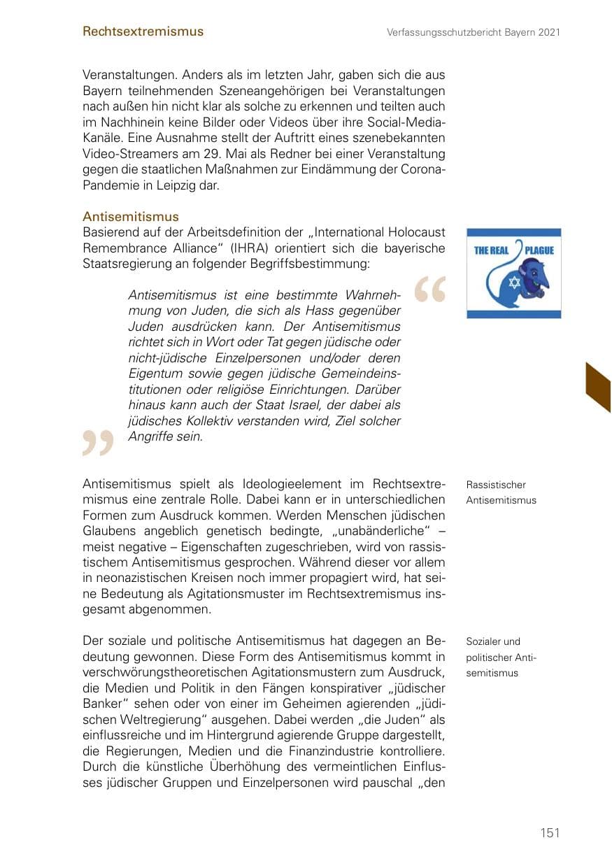 Seite 151 des Verfassungsschutzbericht 2021 Bayern