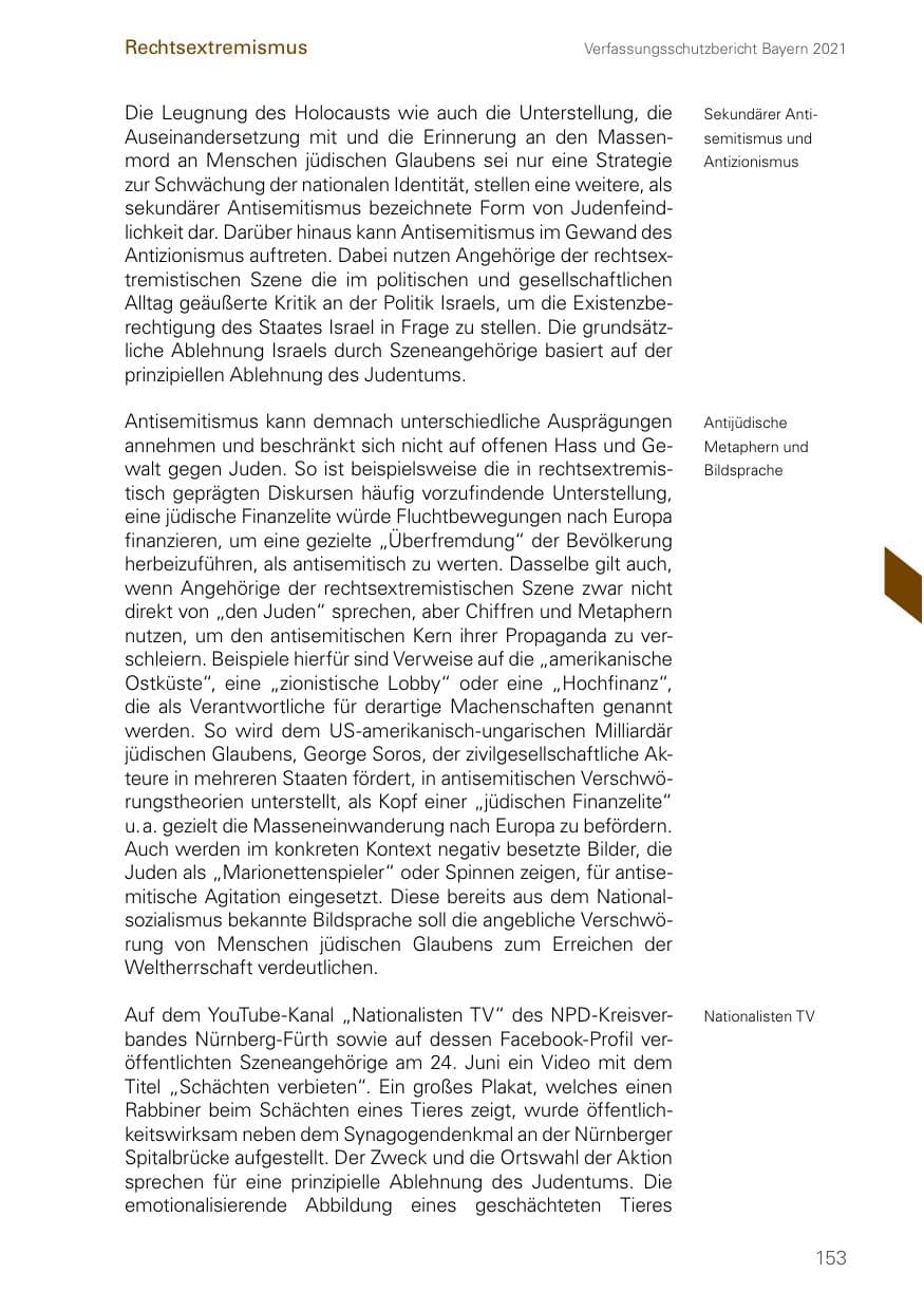 Seite 153 des Verfassungsschutzbericht 2021 Bayern