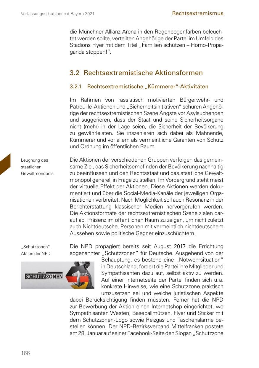 Seite 166 des Verfassungsschutzbericht 2021 Bayern